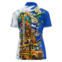Nicaragua Independence Day Women Polo Shirt Blue Butterfly Sacred Sacuanjoche Cultural Floral Art