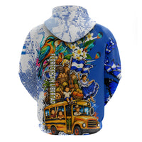 Nicaragua Independence Day Zip Hoodie Blue Butterfly Sacred Sacuanjoche Cultural Floral Art
