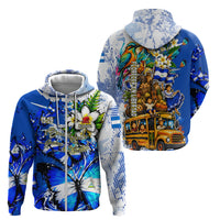 Nicaragua Independence Day Zip Hoodie Blue Butterfly Sacred Sacuanjoche Cultural Floral Art
