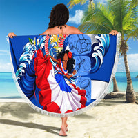 Nicaragua Independence Day Orgullo Y Tradicion Beach Blanket Vibrant Folkloric Dance Sacuanjoche Floral Culture