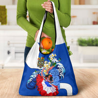 Nicaragua Independence Day Orgullo Y Tradicion Grocery Bag Vibrant Folkloric Dance Sacuanjoche Floral Culture