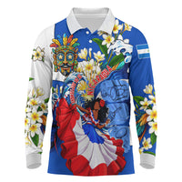 Nicaragua Independence Day Orgullo Y Tradicion Long Sleeve Polo Shirt Vibrant Folkloric Dance Sacuanjoche Floral Culture
