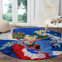 Nicaragua Independence Day Orgullo Y Tradicion Round Carpet Vibrant Folkloric Dance Sacuanjoche Floral Culture