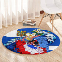 Nicaragua Independence Day Orgullo Y Tradicion Round Carpet Vibrant Folkloric Dance Sacuanjoche Floral Culture
