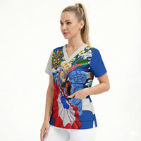 Nicaragua Independence Day Orgullo Y Tradicion Scrub Top Vibrant Folkloric Dance Sacuanjoche Floral Culture
