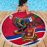 Nepal Constitution Day Beach Blanket Himalayan Temples Danphe Himalayan Monal Floral