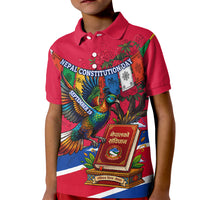 Nepal Constitution Day Kid Polo Shirt Himalayan Temples Danphe Himalayan Monal Floral
