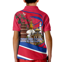 Nepal Constitution Day Kid Polo Shirt Himalayan Temples Danphe Himalayan Monal Floral