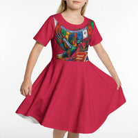 Nepal Constitution Day Kid Short Sleeve Dress Himalayan Temples Danphe Himalayan Monal Floral