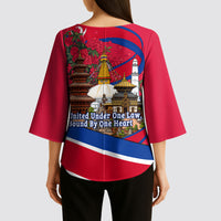 Nepal Constitution Day Kimono Sleeve Blouse Himalayan Temples Danphe Himalayan Monal Floral