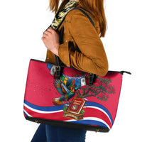 Nepal Constitution Day Leather Tote Bag Himalayan Temples Danphe Himalayan Monal Floral