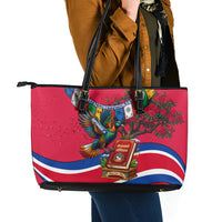 Nepal Constitution Day Leather Tote Bag Himalayan Temples Danphe Himalayan Monal Floral