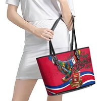 Nepal Constitution Day Leather Tote Bag Himalayan Temples Danphe Himalayan Monal Floral