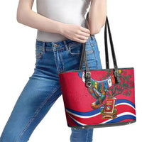 Nepal Constitution Day Leather Tote Bag Himalayan Temples Danphe Himalayan Monal Floral