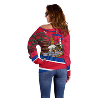 Nepal Constitution Day Off Shoulder Sweater Himalayan Temples Danphe Himalayan Monal Floral