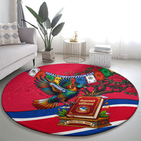 Nepal Constitution Day Round Carpet Himalayan Temples Danphe Himalayan Monal Floral
