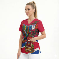 Nepal Constitution Day Scrub Top Himalayan Temples Danphe Himalayan Monal Floral