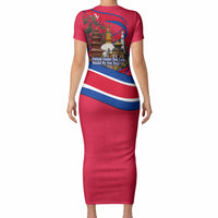 Nepal Constitution Day Short Sleeve Bodycon Dress Himalayan Temples Danphe Himalayan Monal Floral