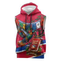 Nepal Constitution Day Sleeveless Hoodie Himalayan Temples Danphe Himalayan Monal Floral