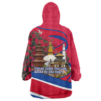 Nepal Constitution Day Wearable Blanket Hoodie Himalayan Temples Danphe Himalayan Monal Floral