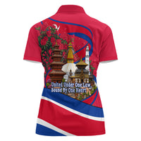 Nepal Constitution Day Women Polo Shirt Himalayan Temples Danphe Himalayan Monal Floral