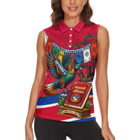 Nepal Constitution Day Women Sleeveless Polo Shirt Himalayan Temples Danphe Himalayan Monal Floral