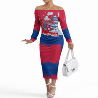 Nepal Constitution Day September 19 Off The Shoulder Long Sleeve Dress Himalayan Temples Heritage Flag Dove