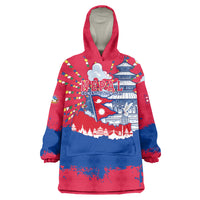 Nepal Constitution Day September 19 Wearable Blanket Hoodie Himalayan Temples Heritage Flag Dove