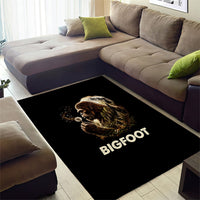 Bigfoot Blowing Wishes Dandelion Area Rug Vintage Sasquatch Art Forest Mountain Nature
