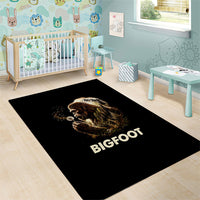 Bigfoot Blowing Wishes Dandelion Area Rug Vintage Sasquatch Art Forest Mountain Nature