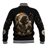 Bigfoot Blowing Wishes Dandelion Baseball Jacket Vintage Sasquatch Art Forest Mountain Nature