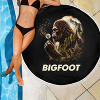 Bigfoot Blowing Wishes Dandelion Beach Blanket Vintage Sasquatch Art Forest Mountain Nature