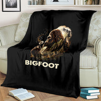 Bigfoot Blowing Wishes Dandelion Blanket Vintage Sasquatch Art Forest Mountain Nature