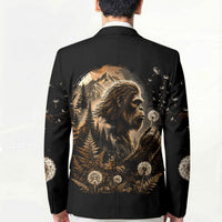 Bigfoot Blowing Wishes Dandelion Blazer Vintage Sasquatch Art Forest Mountain Nature
