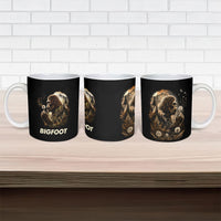 Bigfoot Blowing Wishes Dandelion Ceramic Mug Vintage Sasquatch Art Forest Mountain Nature