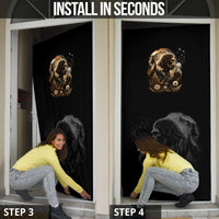 Bigfoot Blowing Wishes Dandelion Door Cover Vintage Sasquatch Art Forest Mountain Nature