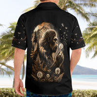 Bigfoot Blowing Wishes Dandelion Hawaiian Shirt Vintage Sasquatch Art Forest Mountain Nature