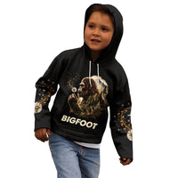 Bigfoot Blowing Wishes Dandelion Kid Hoodie Vintage Sasquatch Art Forest Mountain Nature