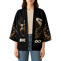 Bigfoot Blowing Wishes Dandelion Kimono Vintage Sasquatch Art Forest Mountain Nature
