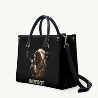 Bigfoot Blowing Wishes Dandelion Leather Bag Vintage Sasquatch Art Forest Mountain Nature