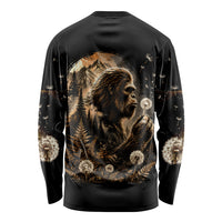 Bigfoot Blowing Wishes Dandelion Long Sleeve Shirt Vintage Sasquatch Art Forest Mountain Nature