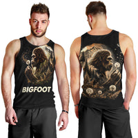 Bigfoot Blowing Wishes Dandelion Men Tank Top Vintage Sasquatch Art Forest Mountain Nature