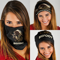 Bigfoot Blowing Wishes Dandelion Neck Gaiter Vintage Sasquatch Art Forest Mountain Nature