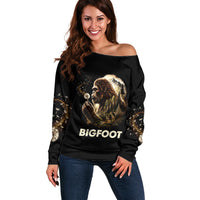 Bigfoot Blowing Wishes Dandelion Off Shoulder Sweater Vintage Sasquatch Art Forest Mountain Nature