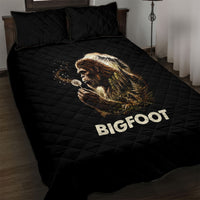 Bigfoot Blowing Wishes Dandelion Quilt Bed Set Vintage Sasquatch Art Forest Mountain Nature