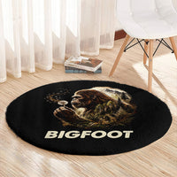 Bigfoot Blowing Wishes Dandelion Round Carpet Vintage Sasquatch Art Forest Mountain Nature