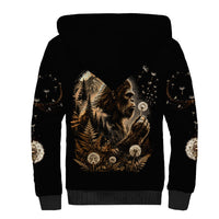 Bigfoot Blowing Wishes Dandelion Sherpa Hoodie Vintage Sasquatch Art Forest Mountain Nature