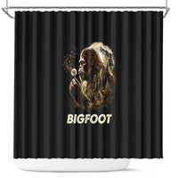 Bigfoot Blowing Wishes Dandelion Shower Curtain Vintage Sasquatch Art Forest Mountain Nature