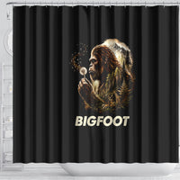 Bigfoot Blowing Wishes Dandelion Shower Curtain Vintage Sasquatch Art Forest Mountain Nature