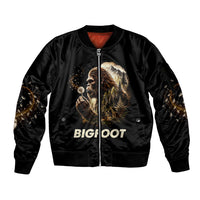 Bigfoot Blowing Wishes Dandelion Sleeve Zip Bomber Jacket Vintage Sasquatch Art Forest Mountain Nature